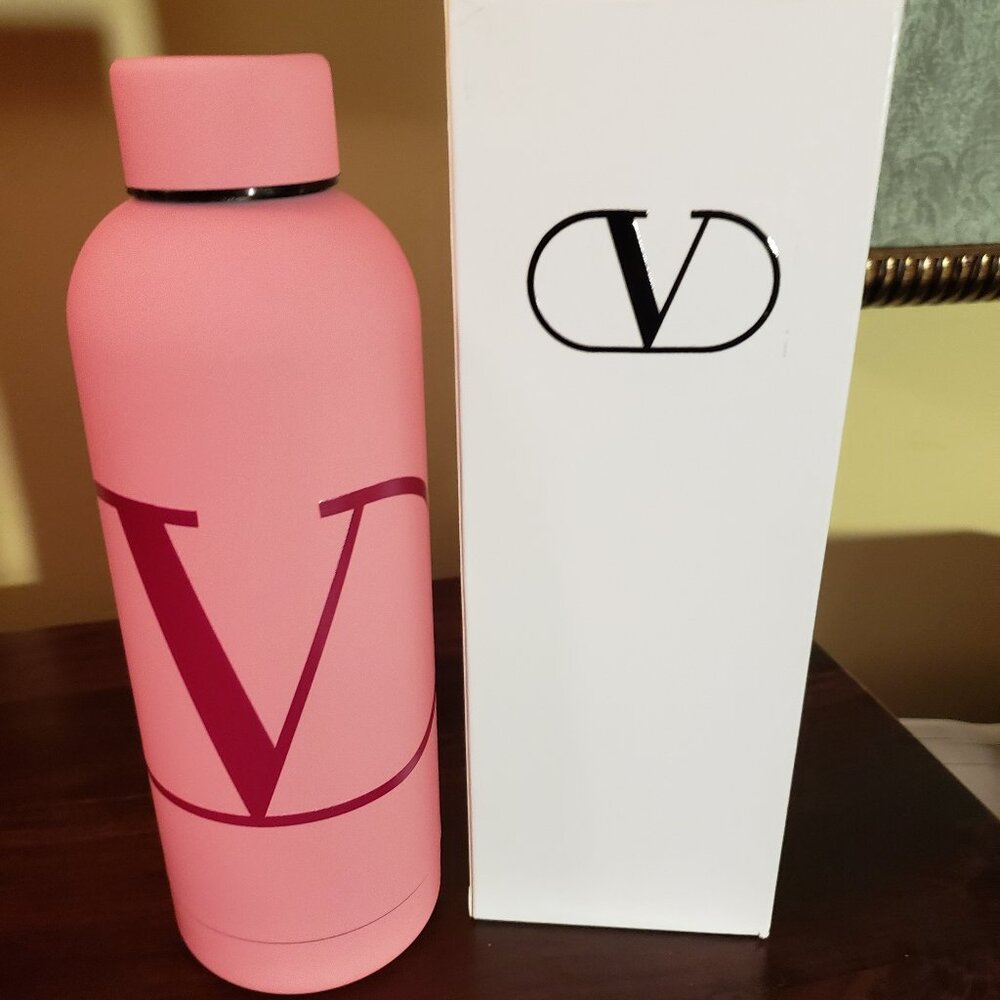 New Valentino Pink Water Bottle with Logo